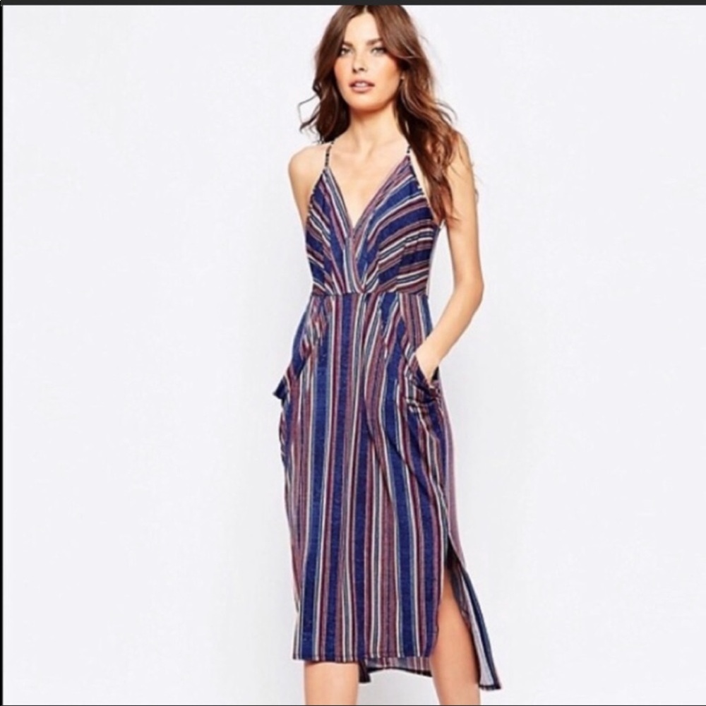 BCBG NWT Navy Tribal Print Surplice Dress